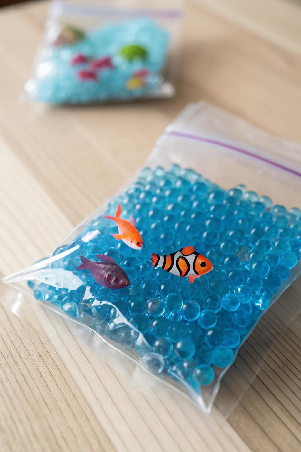Dive into the depths of imagination with our underwater sensory bag adventure!
