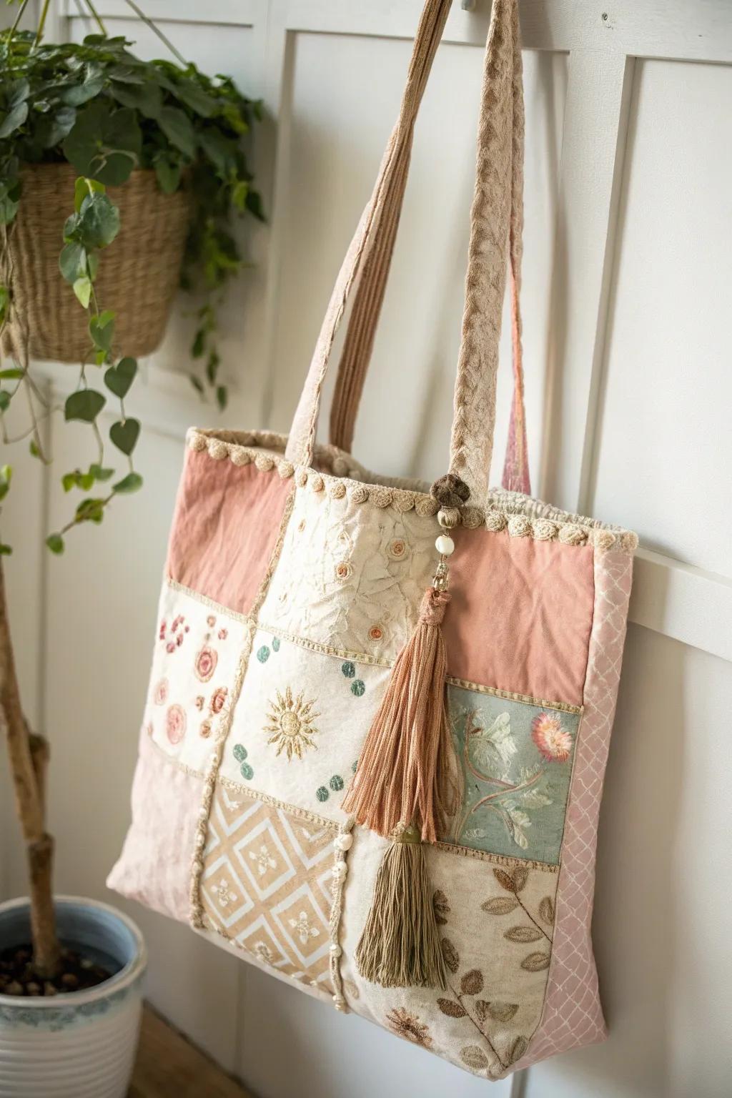 Embrace simplicity and creativity with this charming patchwork tote bag—perfect for little hands and big imaginations.