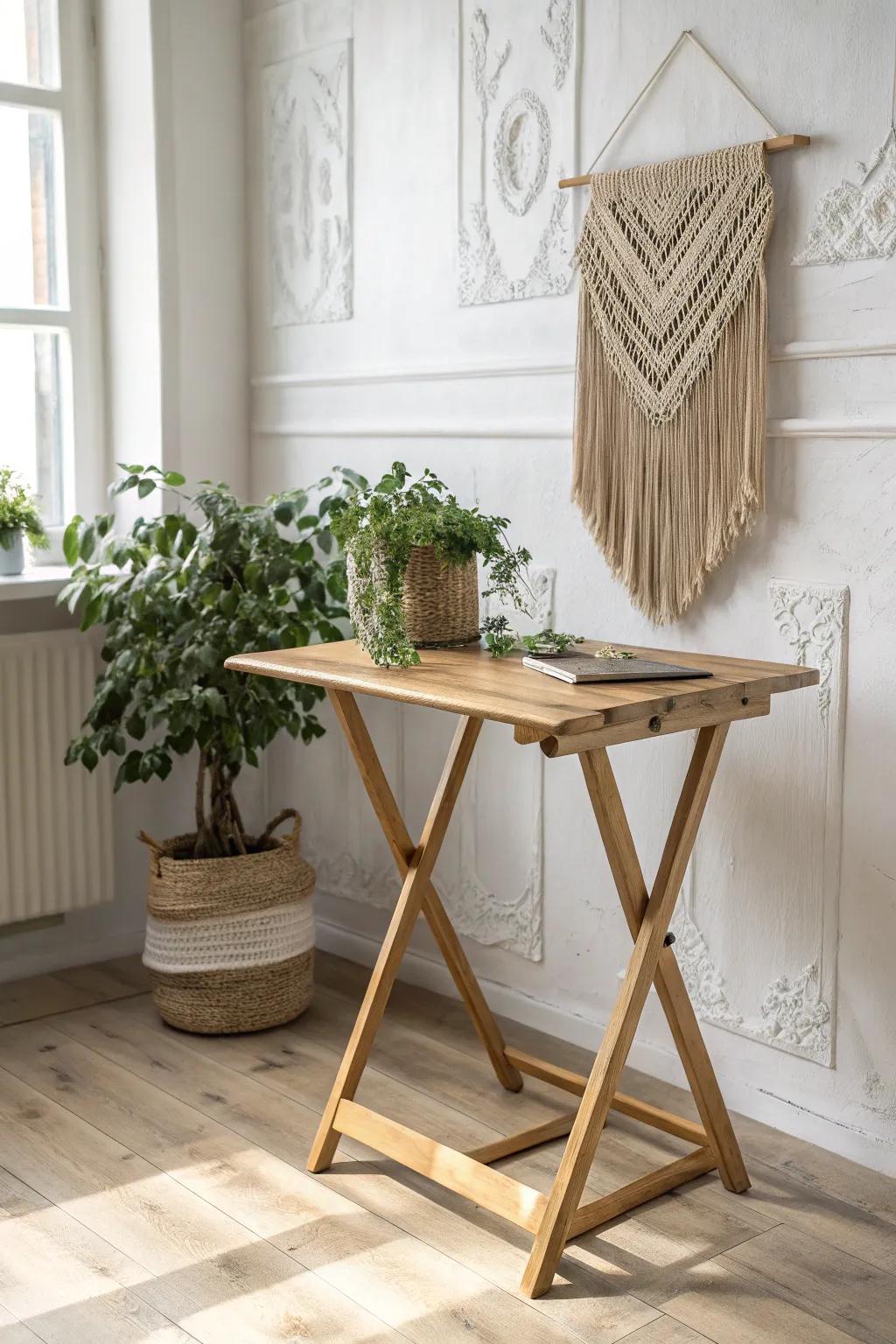 Space-saving elegance: Embrace simplicity and style with a collapsible craft table.
