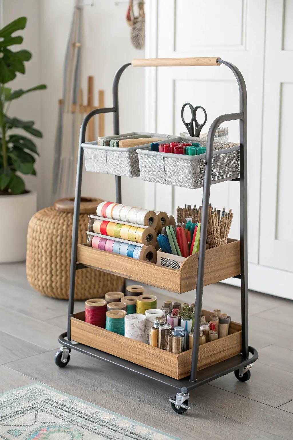 Transform your craft space with this sleek and functional rolling organizer – organization meets style.