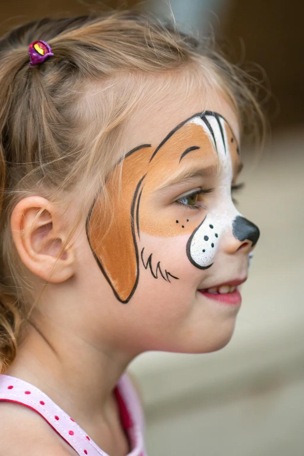 Adorable Puppy Face Paint: Simple, Minimalist, and Delightfully Charming!