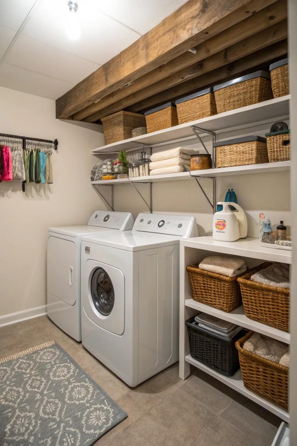 Streamline chores with a practical basement laundry area.