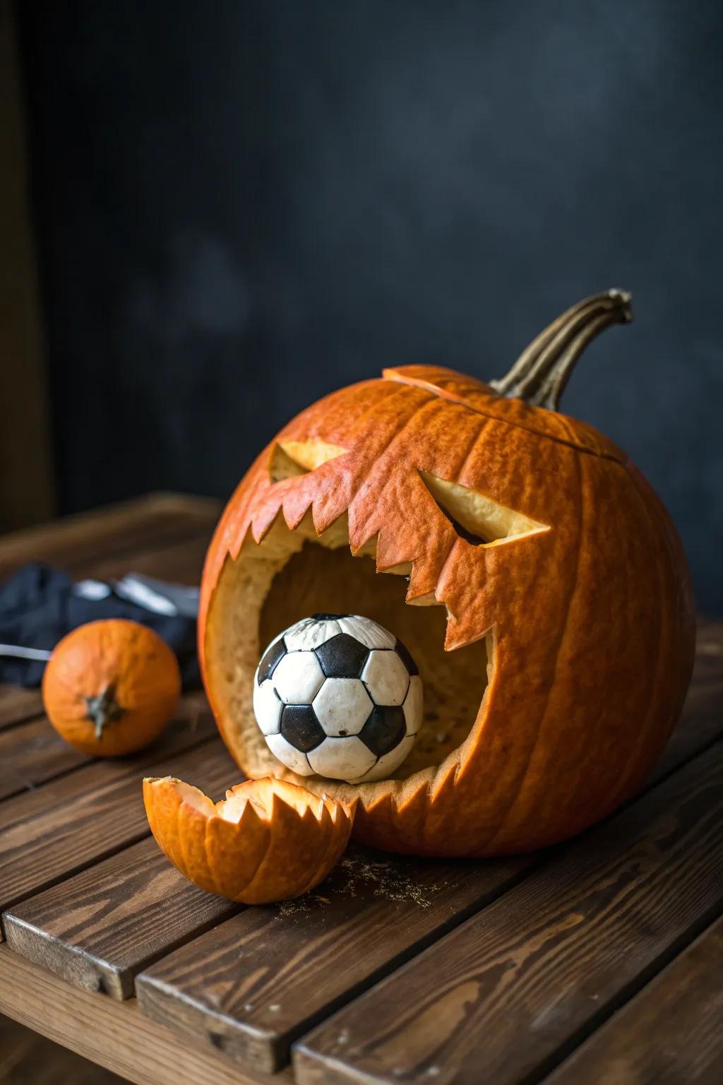 When Halloween meets the love of the game: a pumpkin with a taste for soccer!