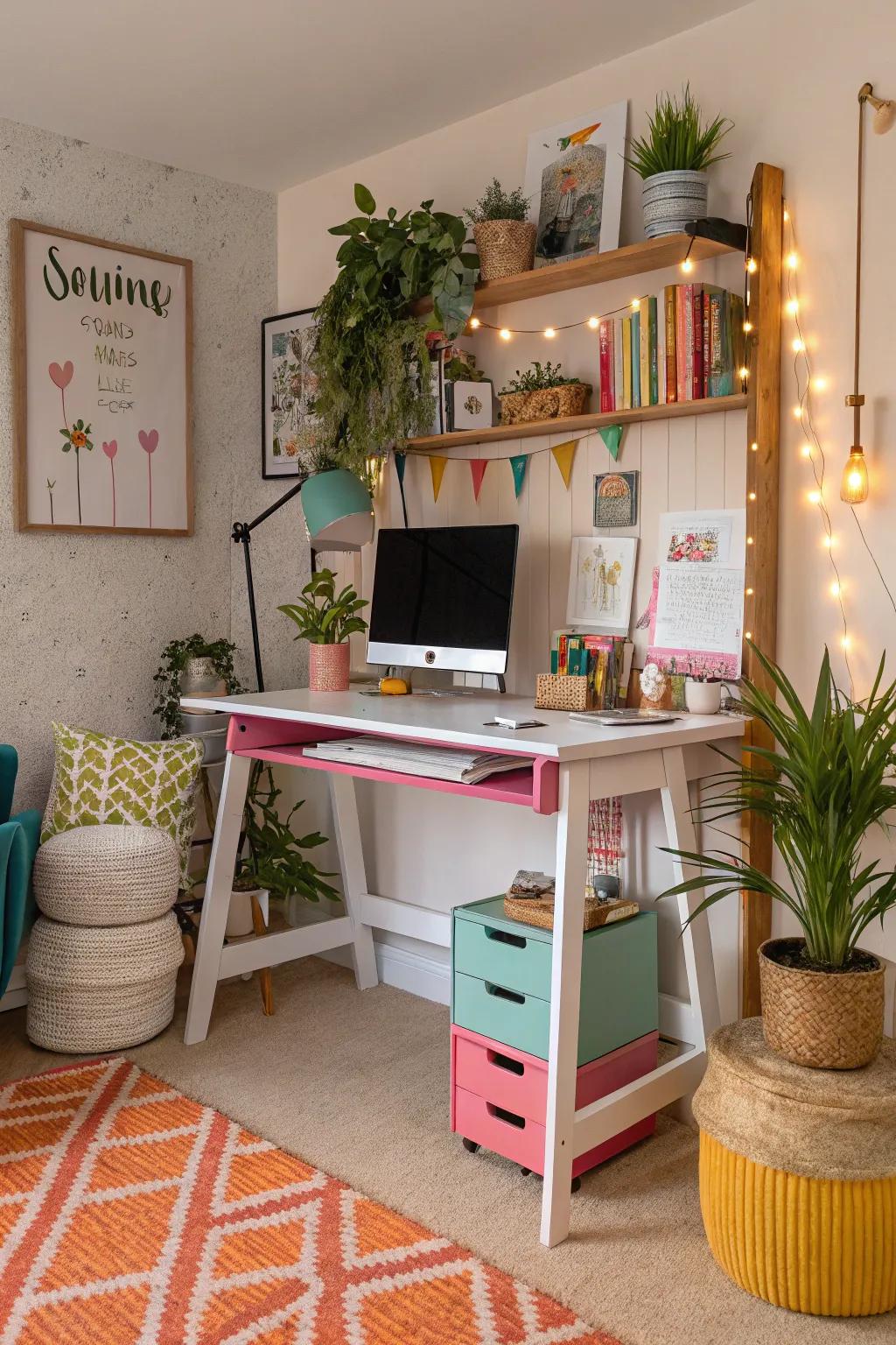 Colors and textures add personality to your standing desk setup.