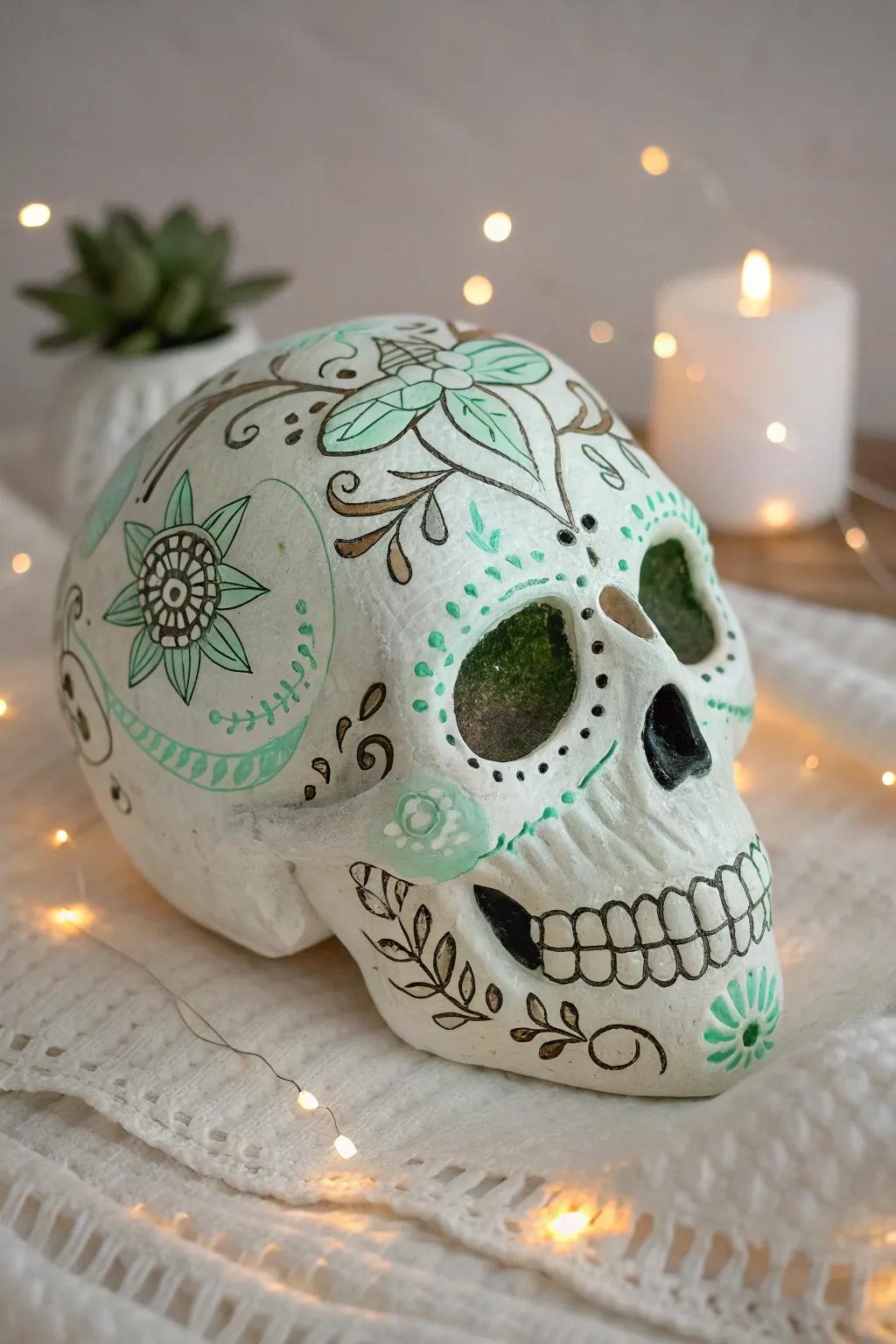 Illuminate your Halloween with this glow-in-the-dark sugar skull masterpiece.