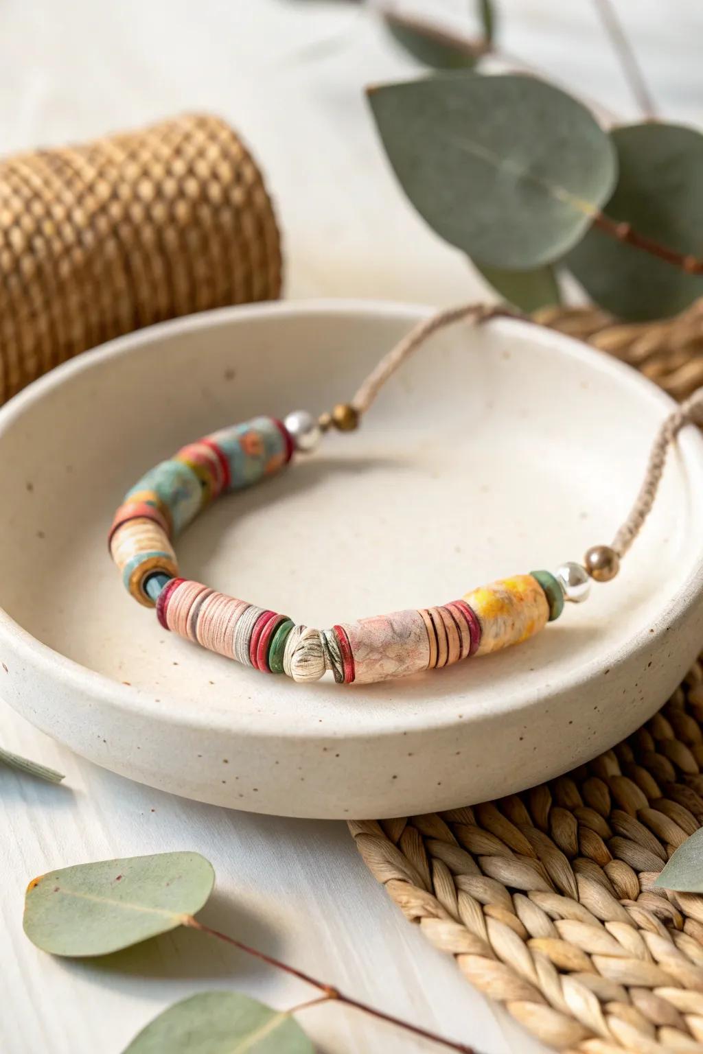 Transform old magazines into stunning, eco-friendly jewelry with these vibrant recycled paper beads.