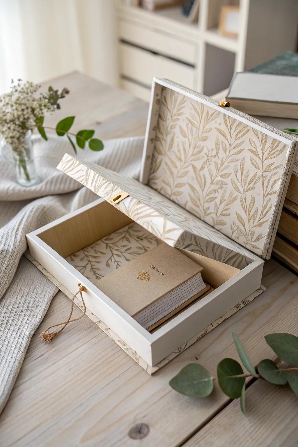 Hide your treasures in style with this charming book safe, where simplicity meets craftsmanship.