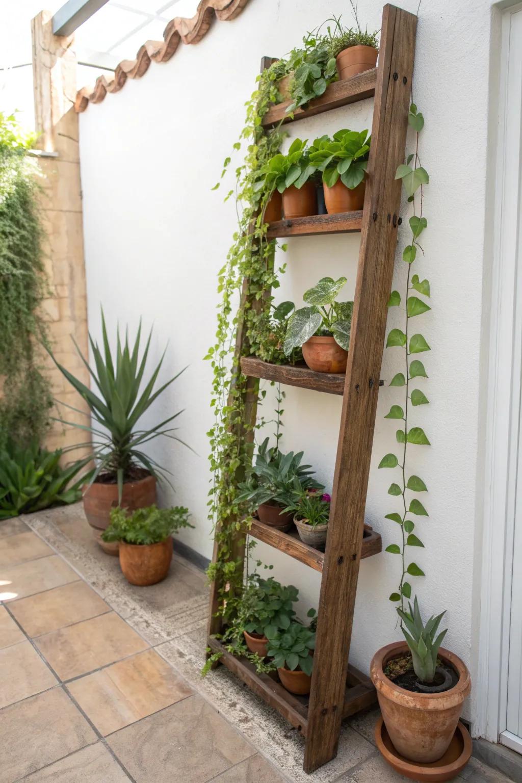 Elevate your patio with a touch of nature's elegance: a stunning vertical garden that breathes life into your space.