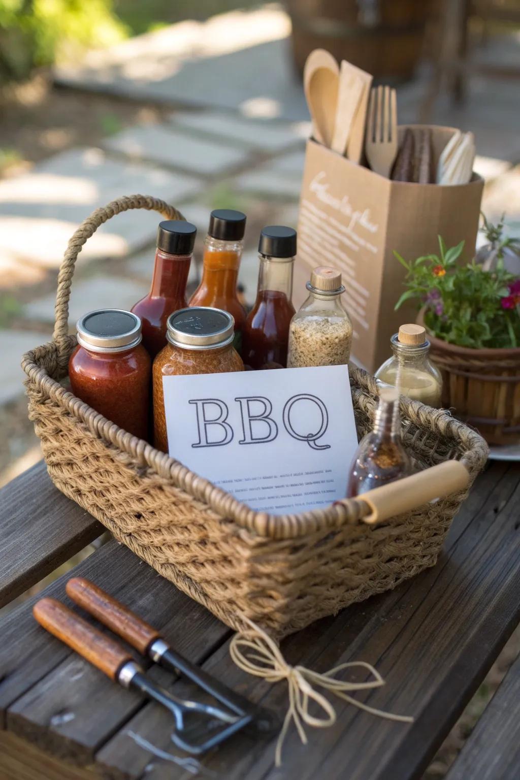 Unwrap the flavors of summer with a Backyard BBQ basket that's as beautiful as it is delicious. 🌿🍔