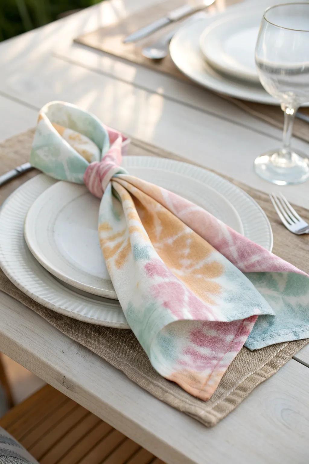 Transform your dining experience with a touch of handmade elegance. 🌿 #TieDyeArt #MinimalistDecor