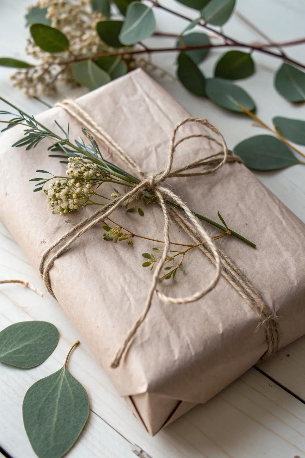 Embrace nature's elegance with this beautifully simple, nature-inspired gift wrap.