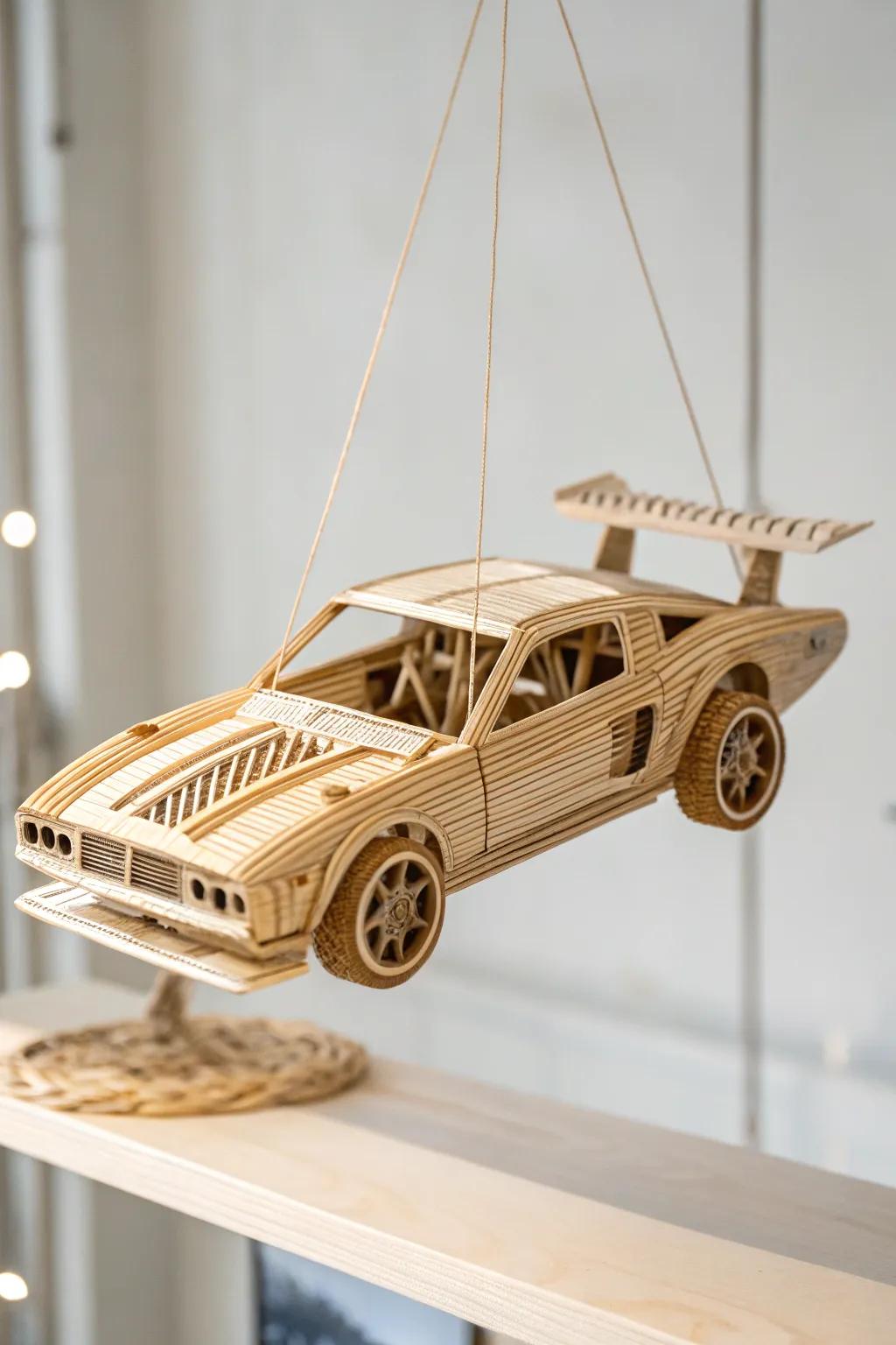 Imagining the future of transportation with this exquisite toothpick sculpture of a flying car. 🚗✨ #MinimalistArt #Craftsmanship