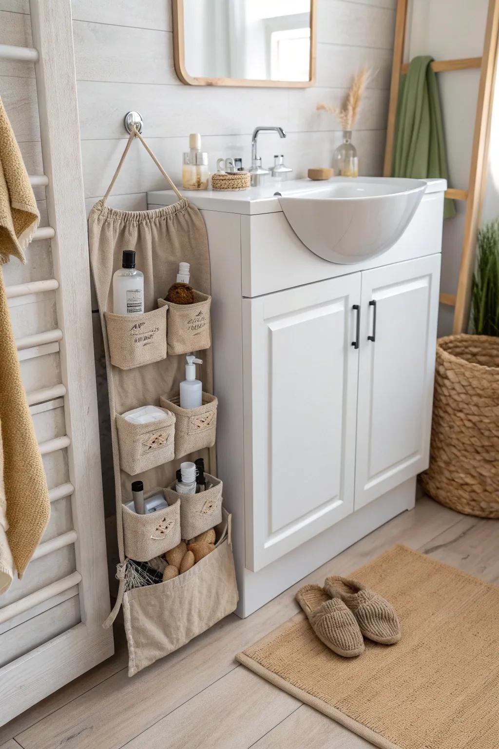 Transform your bathroom with this chic and functional shoe organizer hack for under-the-sink storage!