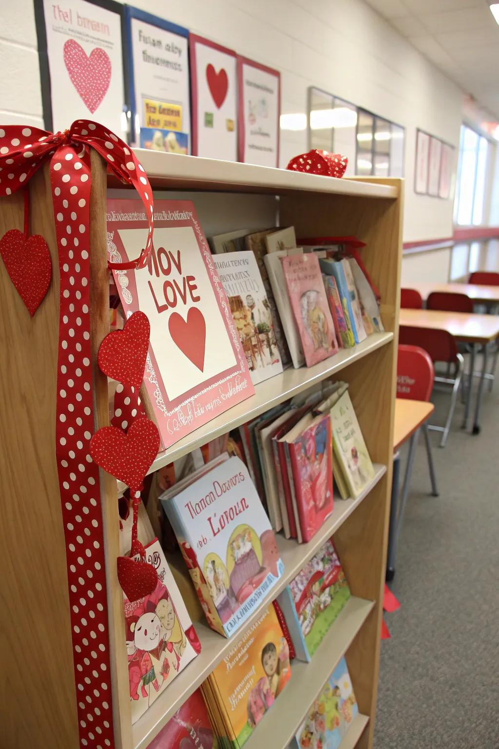 A storybook display that invites students into tales of love.