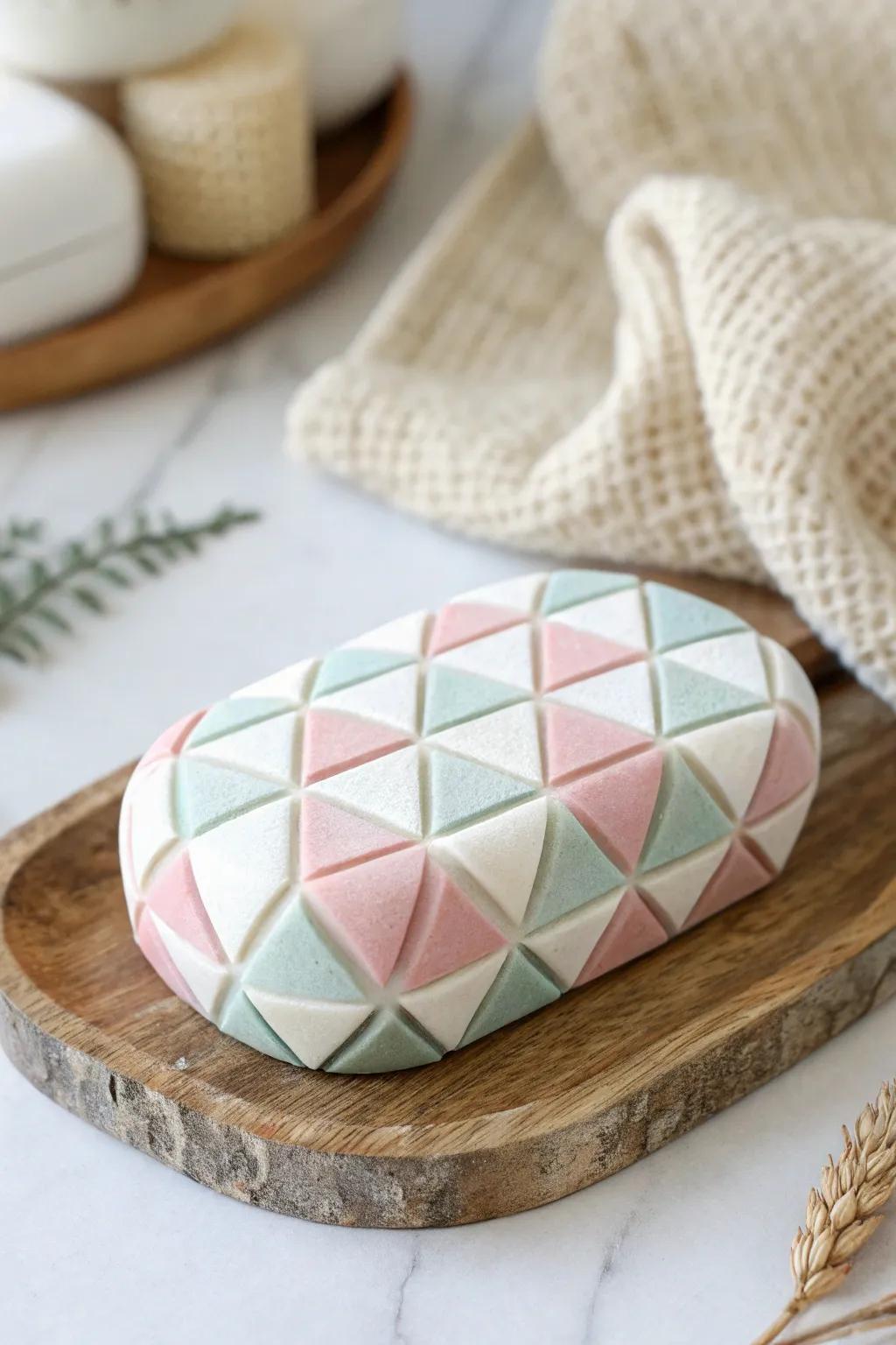 Elevate your Valentine's Day with geometric soap art – where modern design meets natural beauty.