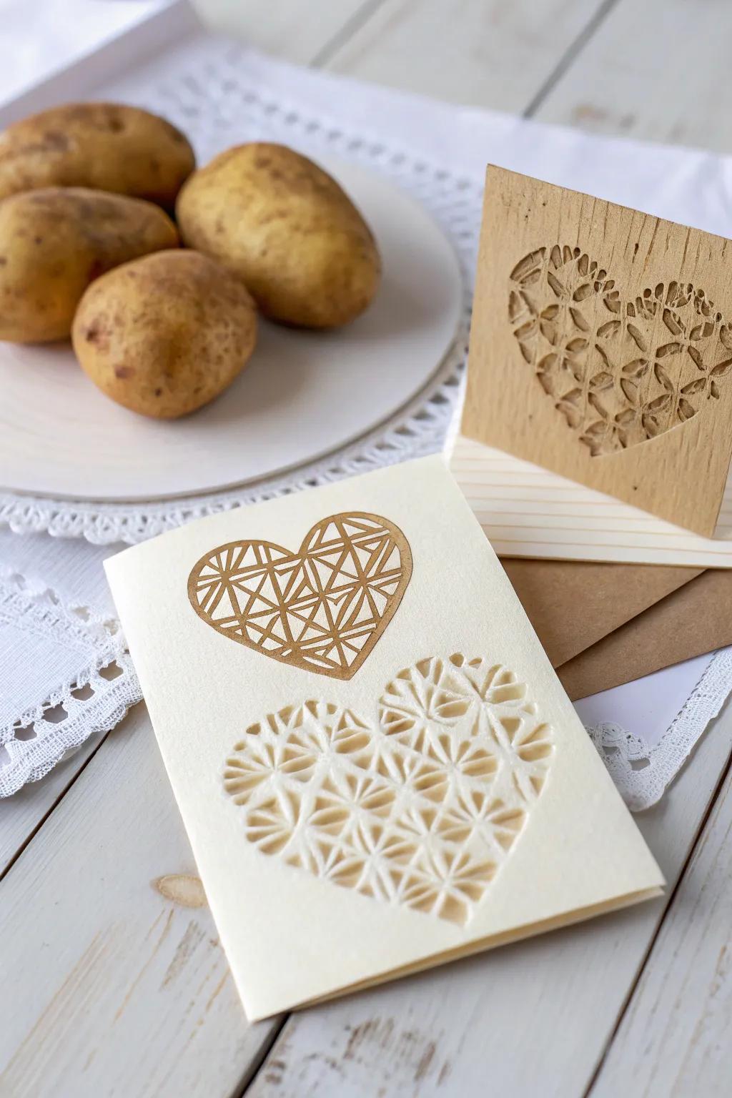 Craft your love: Create stunning Valentine's cards with simple, nature-inspired stamped patterns.
