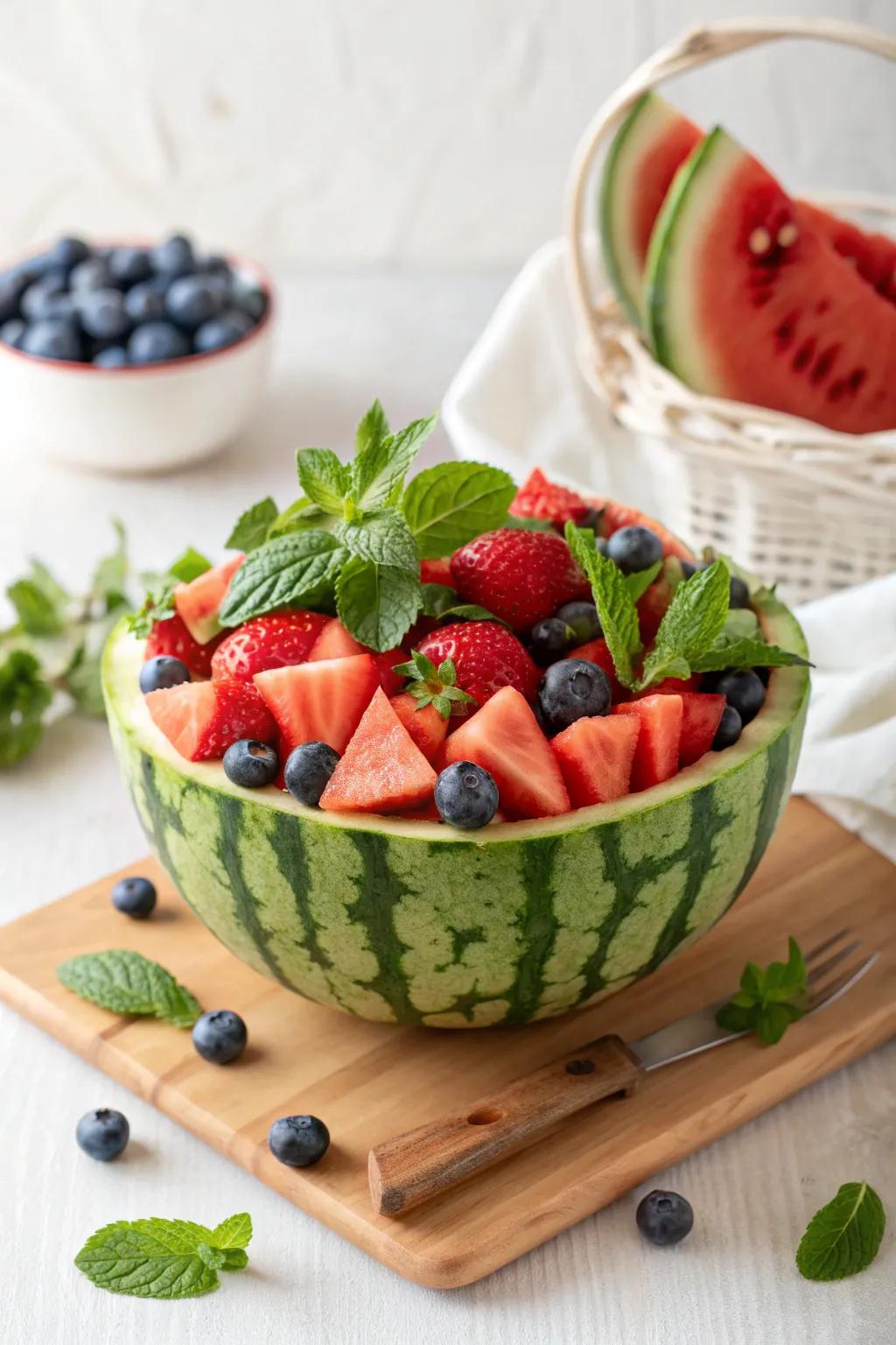 Elevate your fruit presentation with a touch of fresh herbs—simple, natural, and stunningly delicious!