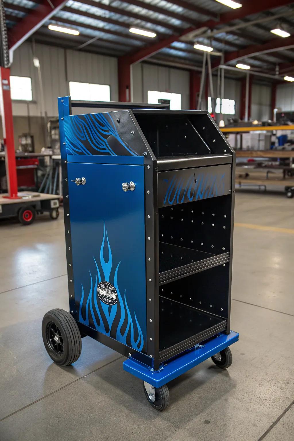 Transform your workspace with a custom-painted welding cart that reflects your unique style and passion for craftsmanship.