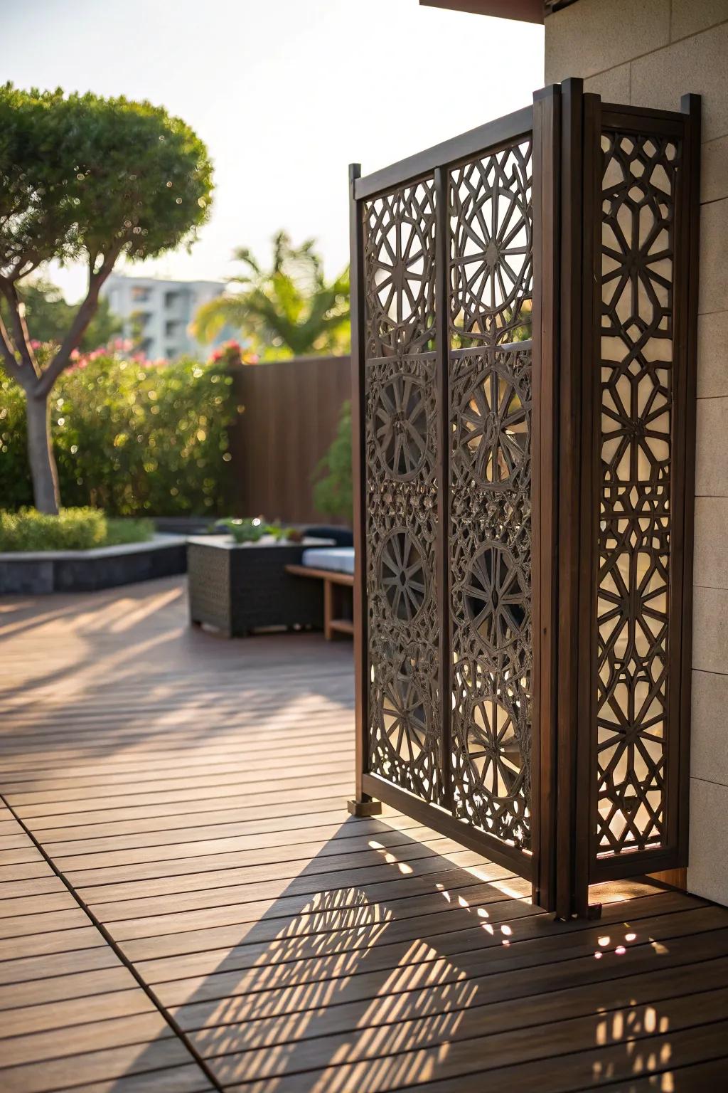 Elevate your outdoor space with sophisticated decorative screens that combine privacy and elegance.