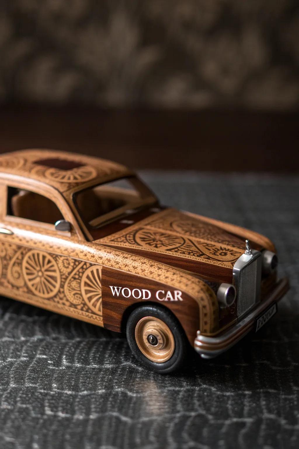 Add a personal touch to your gifts with custom engraved wooden cars.