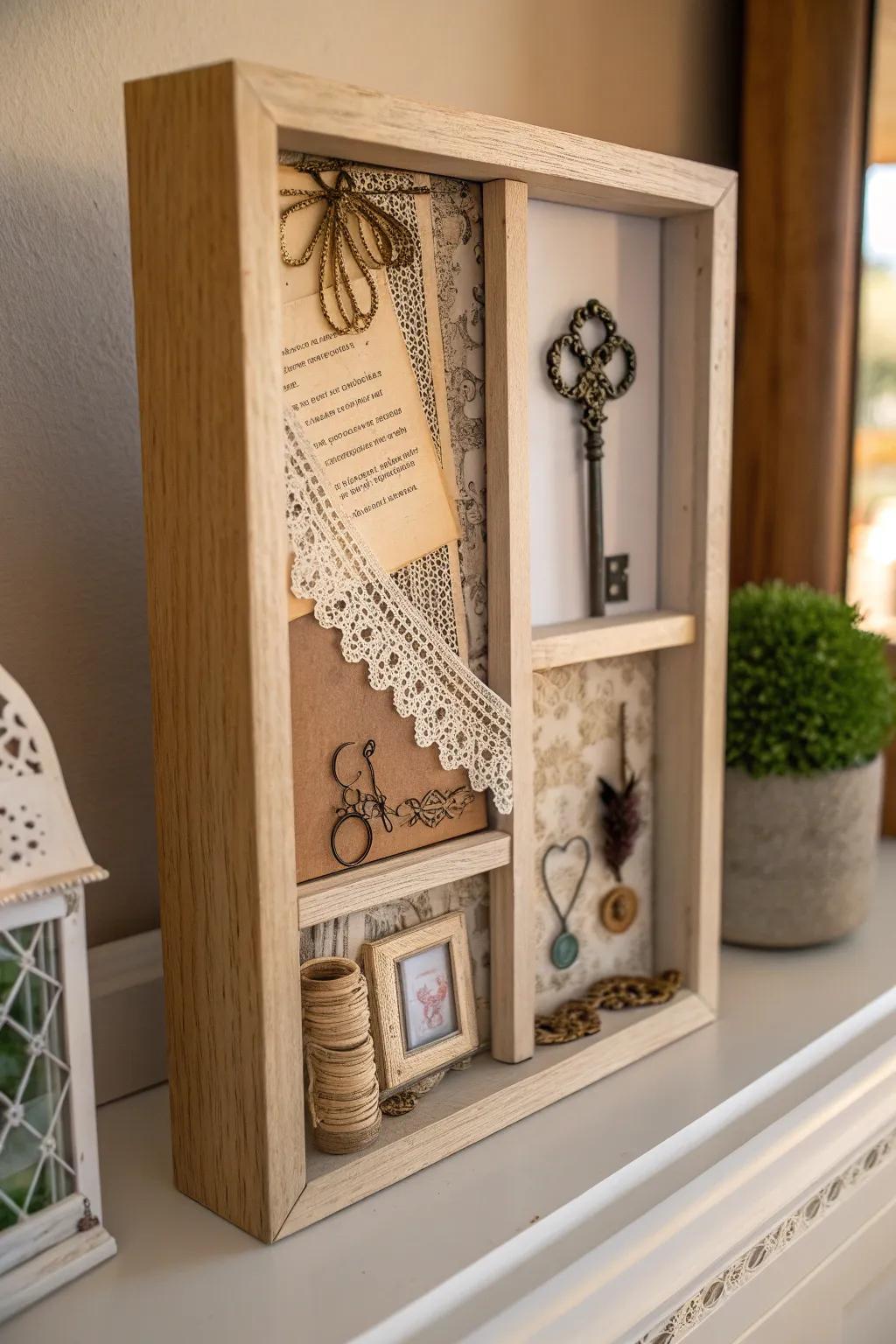 Dive into the enchanting depths of shadow box art—a minimalist masterpiece with a vintage twist.