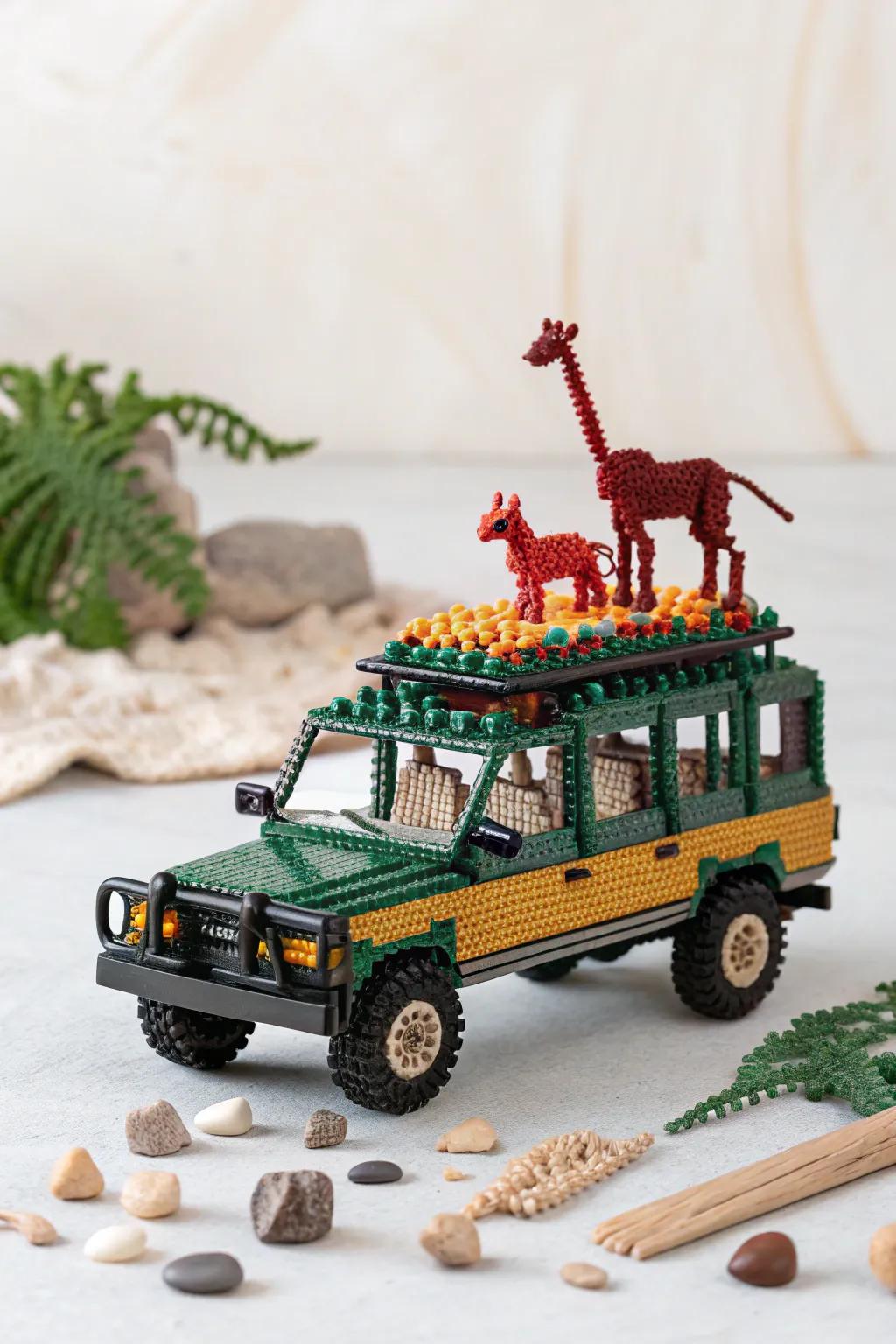 Safari dreams come alive with this chic 3D Perler bead creation!