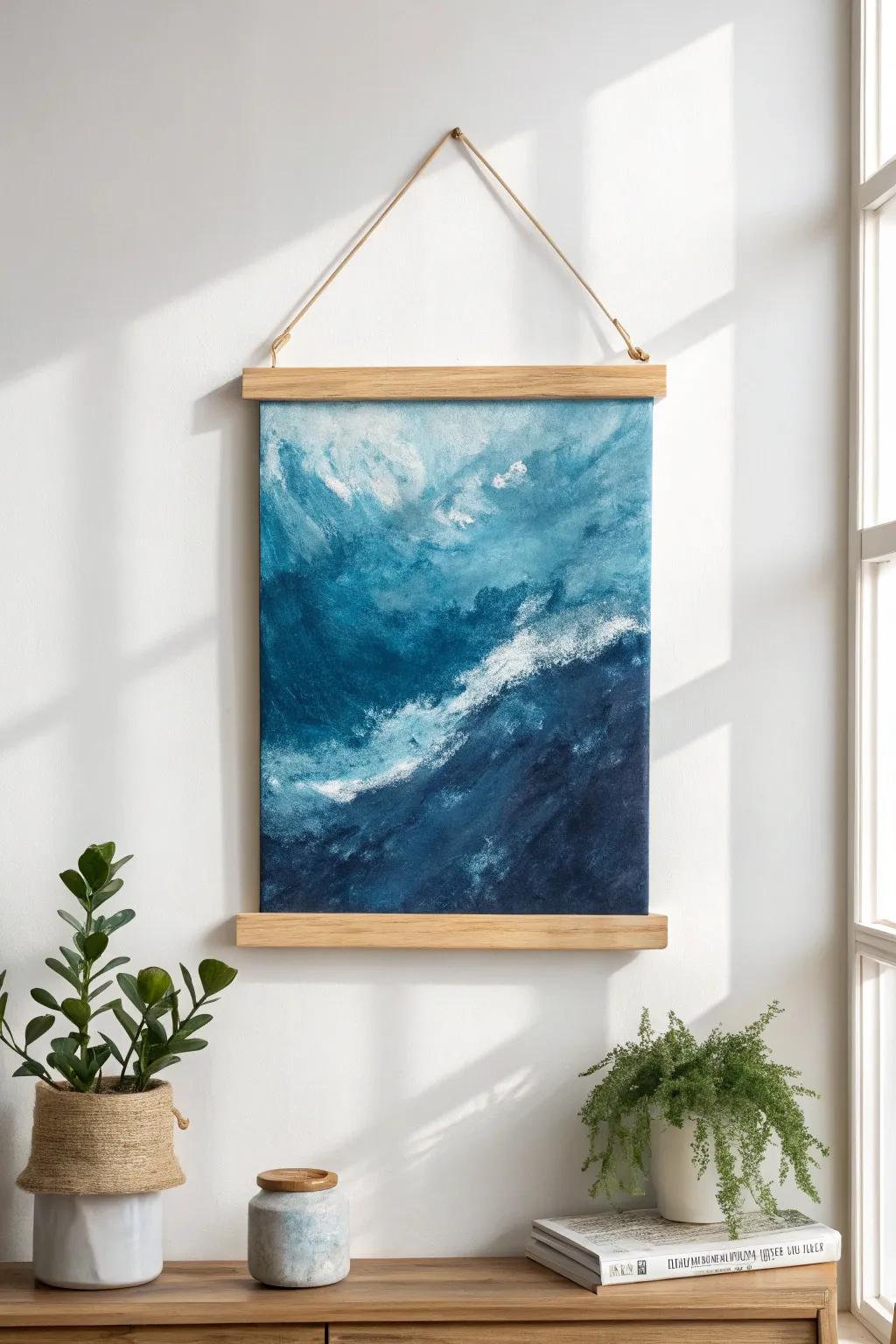 Discover the elegance of monochrome with this sophisticated blue masterpiece.