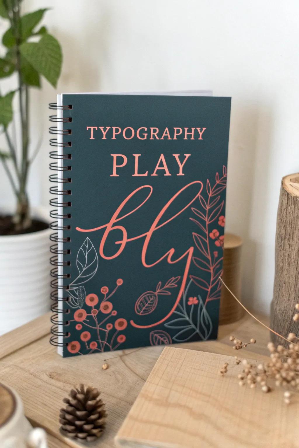 Unleash your creativity with a Typography Play notebook cover that combines bold and cursive fonts for a stunning minimalist look.