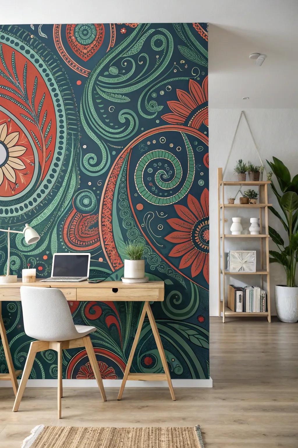 Unleash your creativity with a stunning patterned wall mural that transforms your space into a vibrant masterpiece.