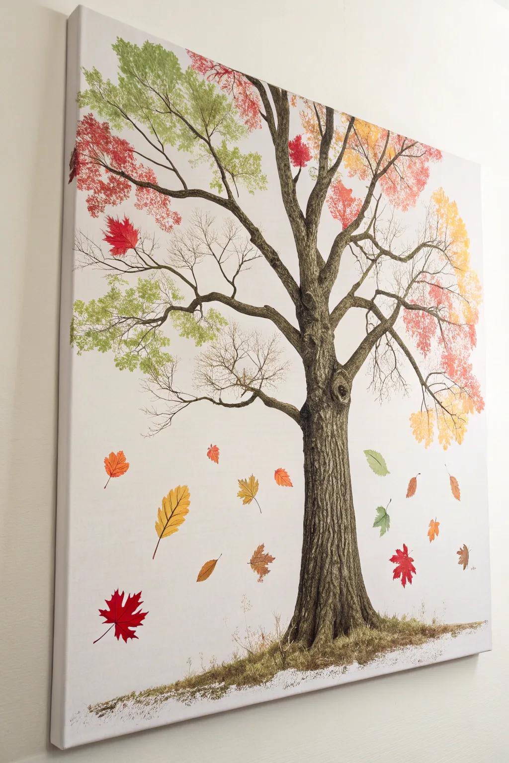 Capture the beauty of changing seasons with your little one's fingerprints in this charming Seasonal Tree Canvas.