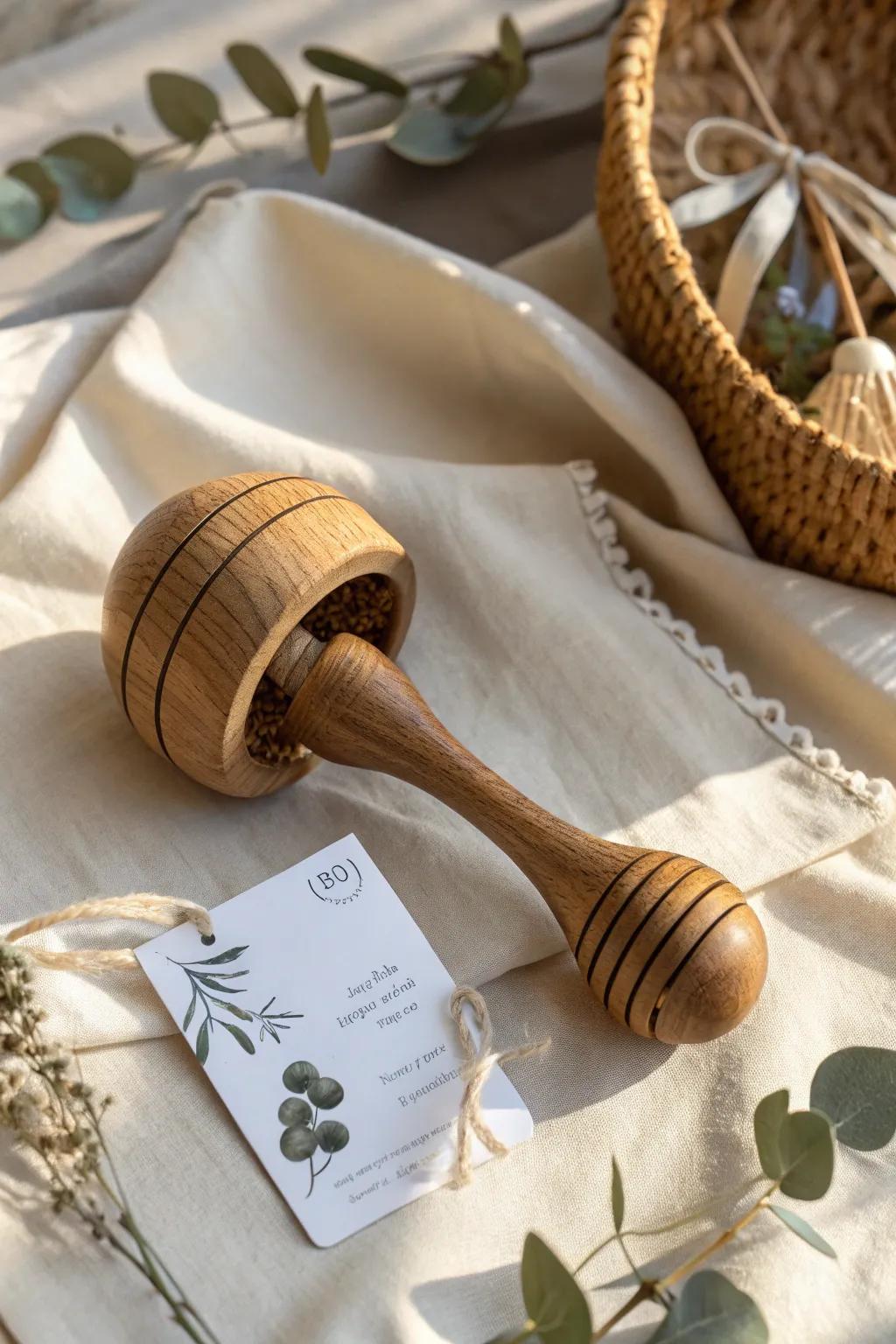 Unlock the joy of giving with this charming gift card rattle – where elegance meets playfulness.