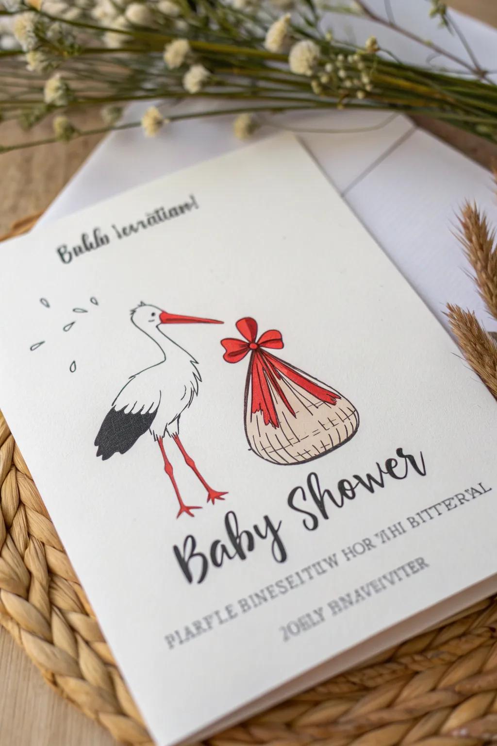 Invite with Elegance: Timeless Stork Design for Baby Showers