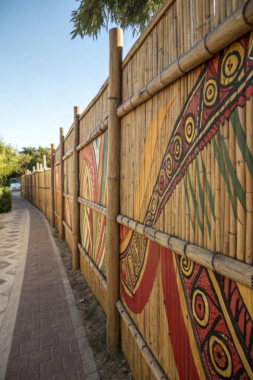 Transform your bamboo fence into a stunning art canvas and let creativity flourish.