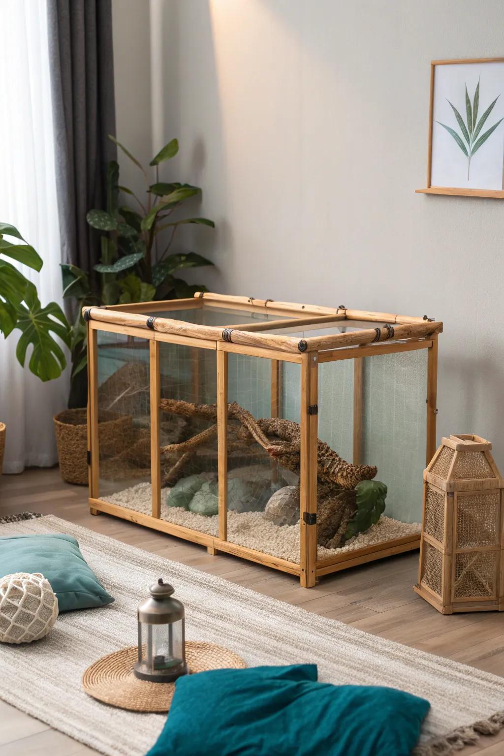 Sustainable Style: Elegance Meets Eco-Friendly in a Bearded Dragon's Home.