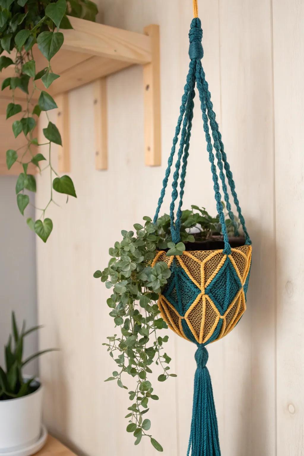 Elevate your greenery with a unique 3D pen plant hanger that combines minimalist elegance and boho charm.