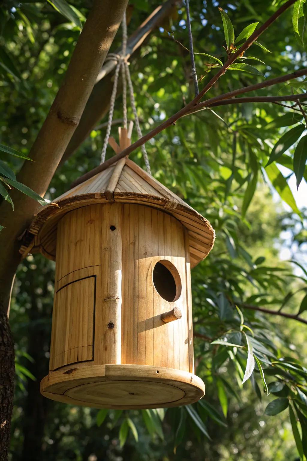 Craft your own tropical oasis with this stunning bamboo birdhouse.