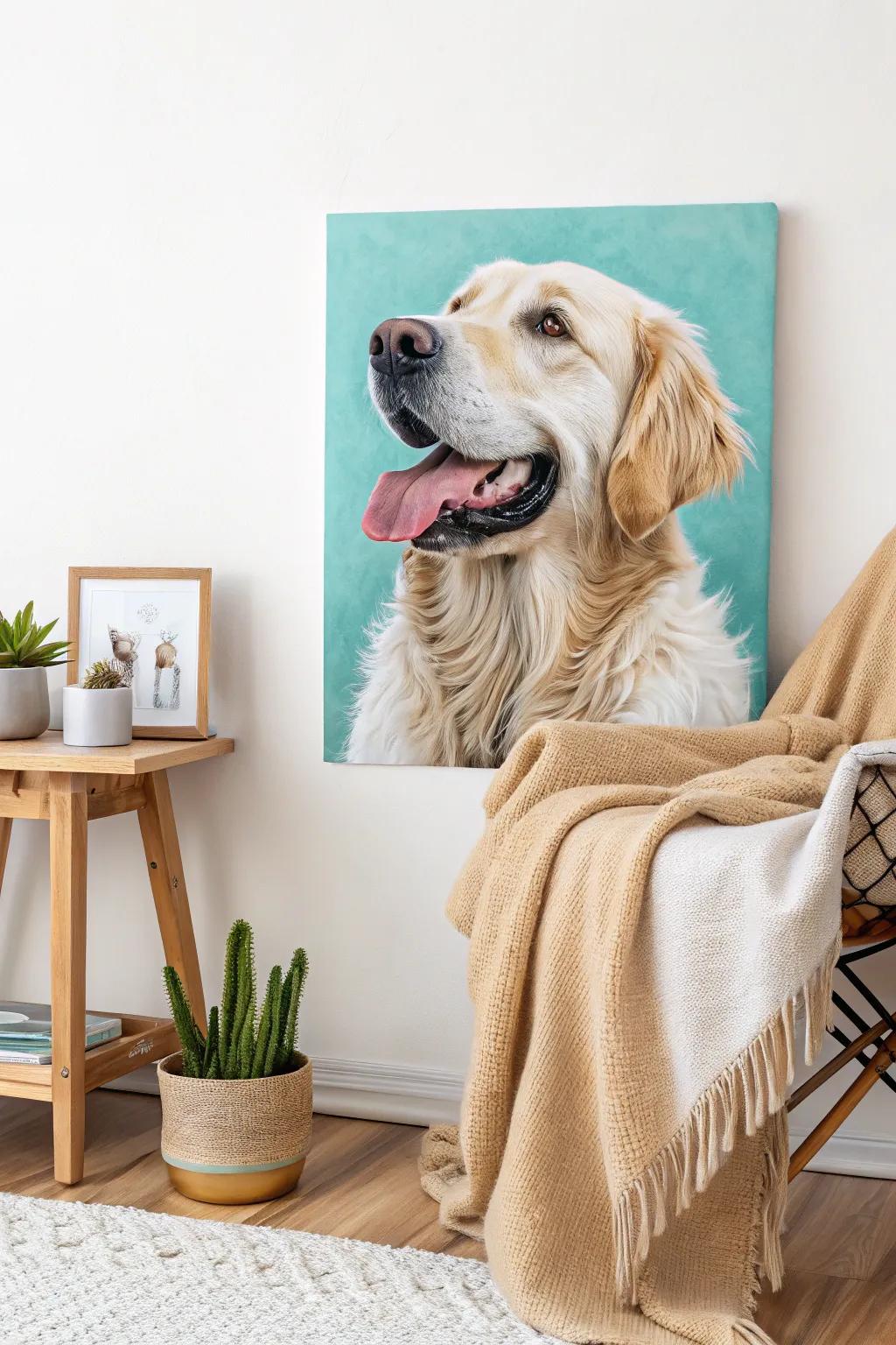 Capture the heart of your home with a personalized pet portrait canvas.