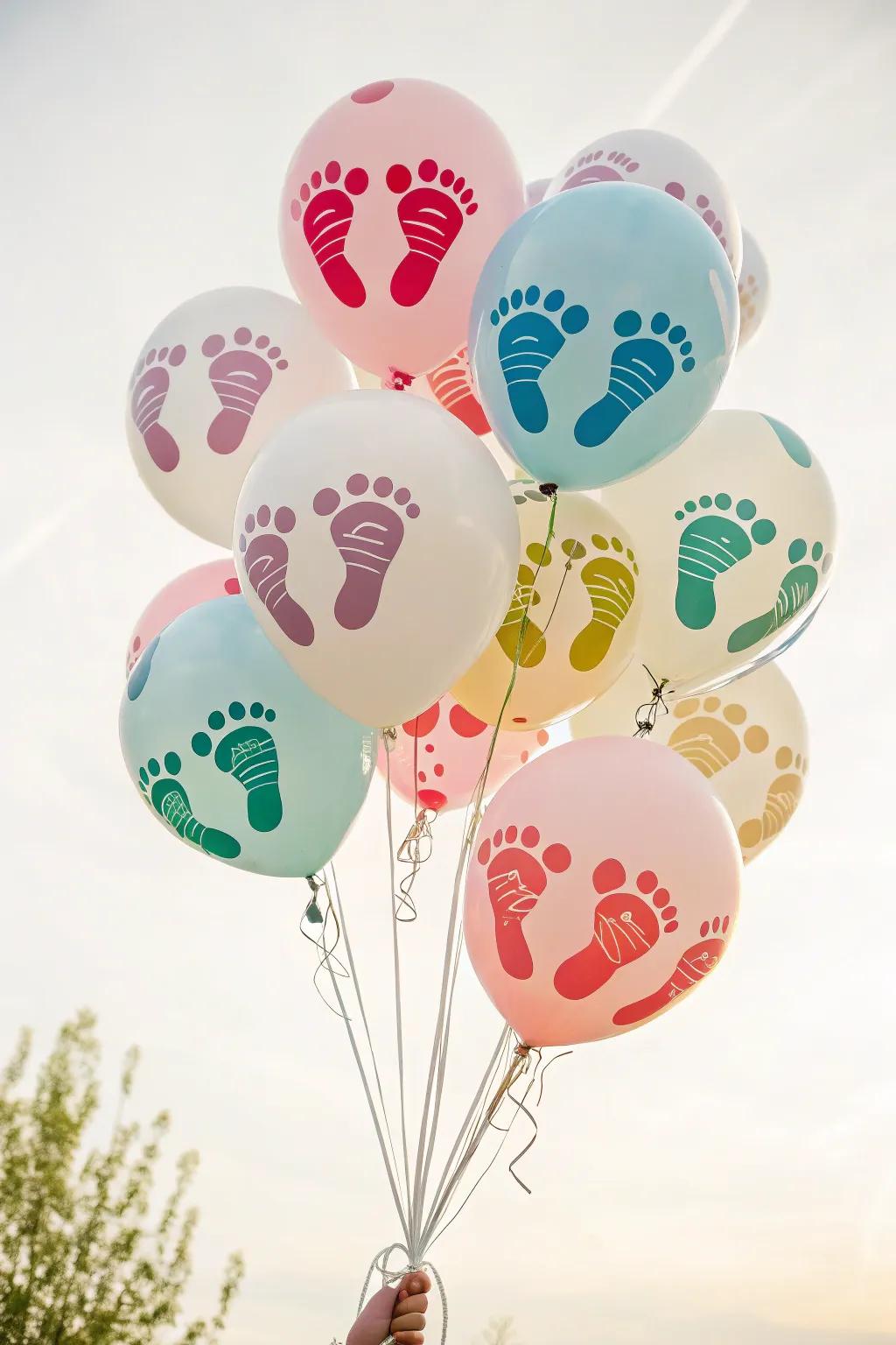 Celebrate with a whimsical touch: Footprint Balloon Bouquet Art!
