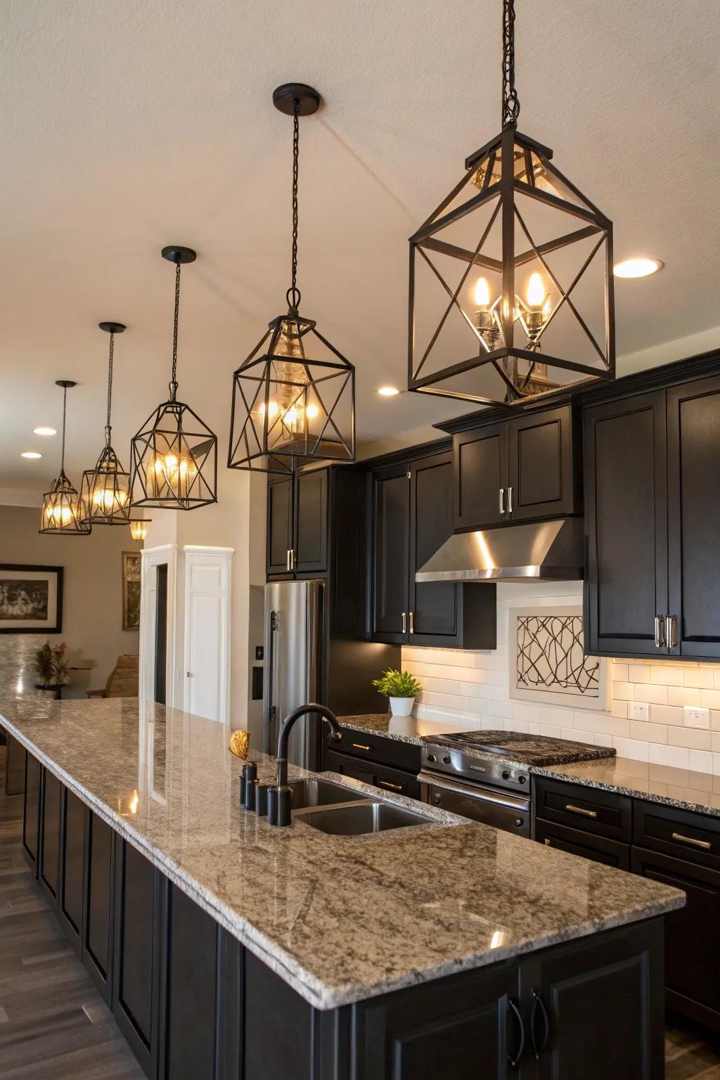 Cohesive metal accents unify the kitchen design.