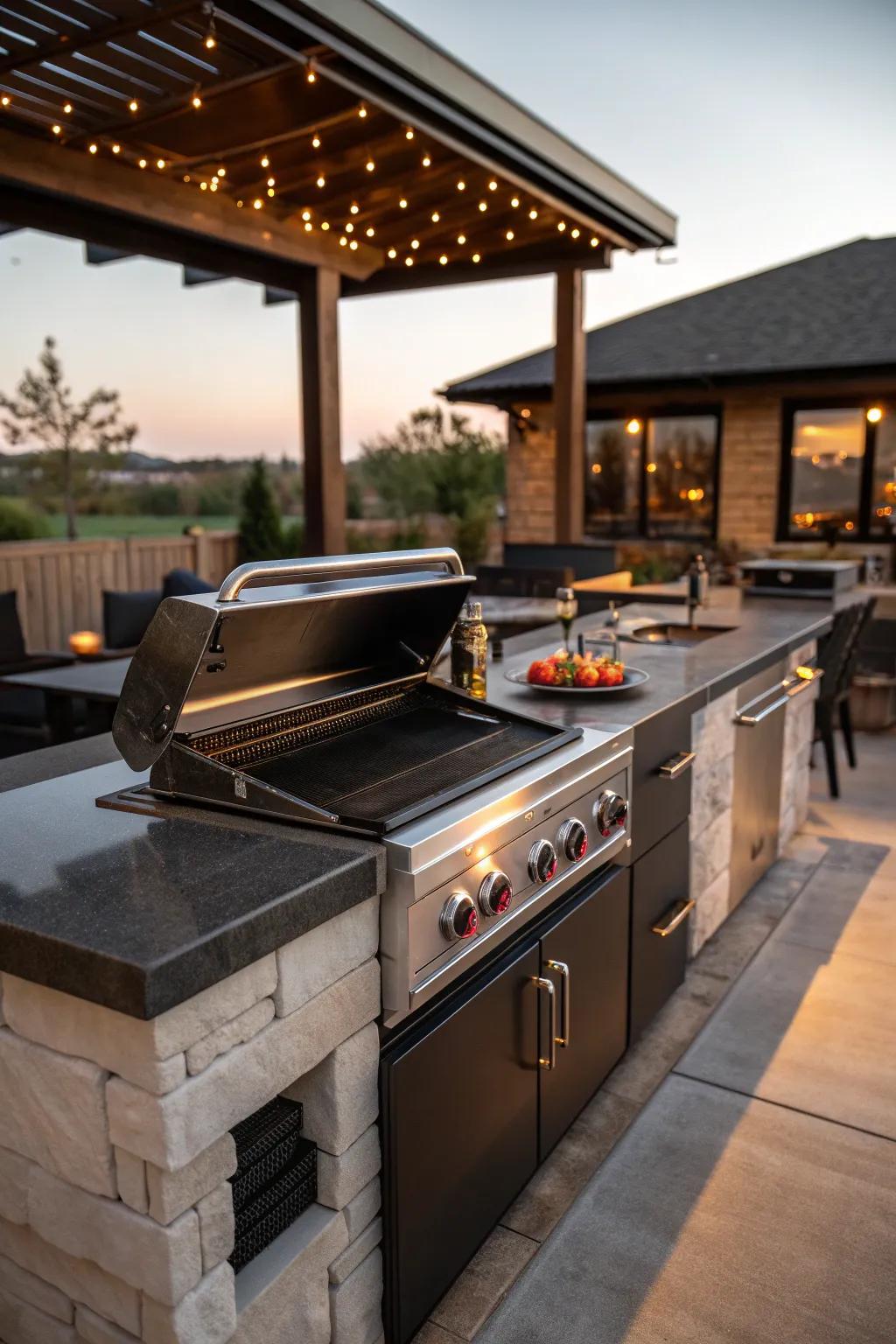 Elevate your culinary experience with smart tech integration in your outdoor kitchen.