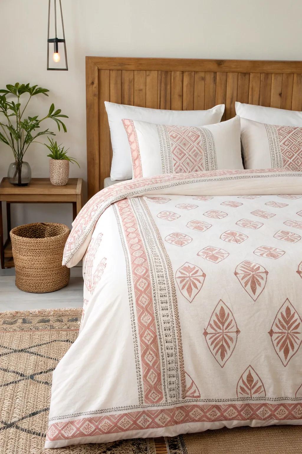 Transform your bedroom into a haven of elegance with block printed bed linens.