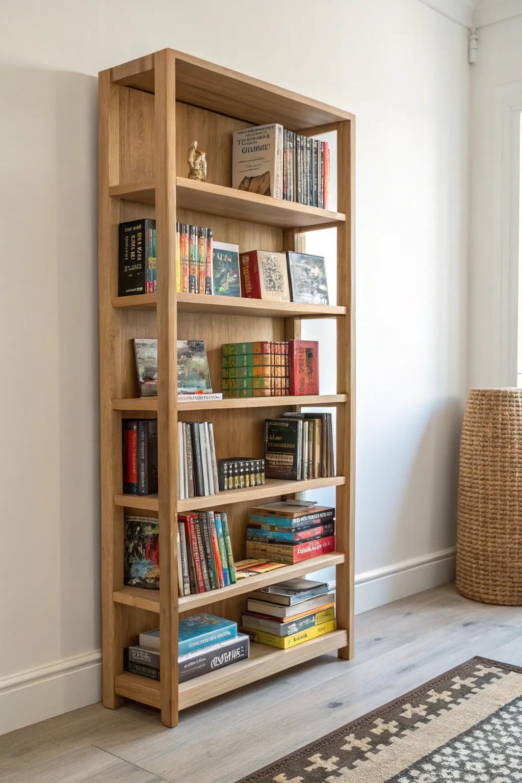 Revamp and organize with a touch of elegance: Transform your space with a recycled bookcase board game storage solution.