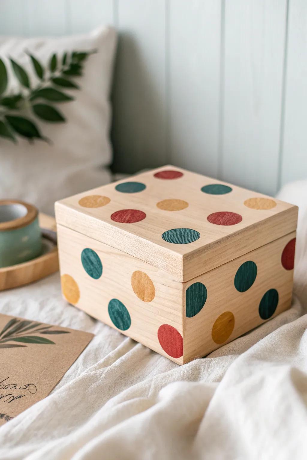 Add a splash of joy with playful polka dots in bold hues for a charming, handcrafted touch.