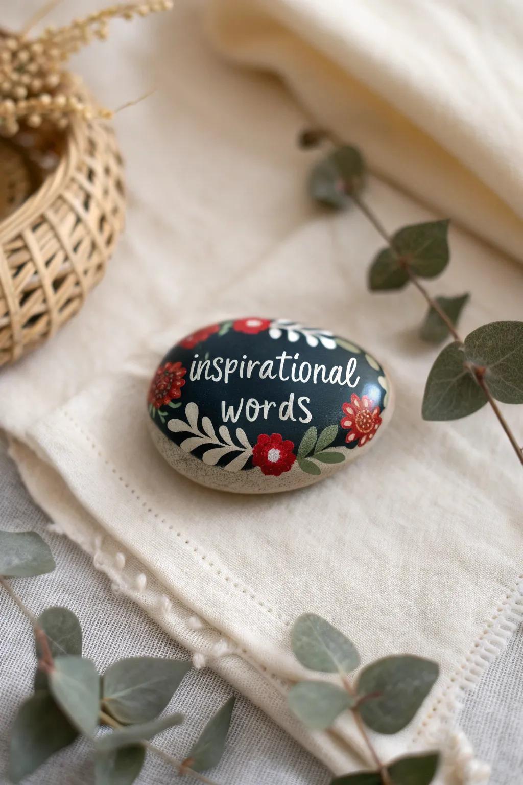 Embrace simplicity and inspiration with these beautifully painted stones as bridal shower favors.