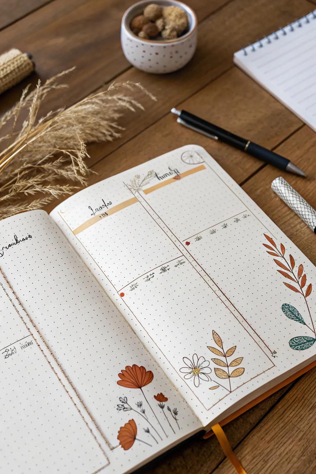 Discover the elegance of organization with dotted grids for your bullet journal—simplicity meets style in every page.