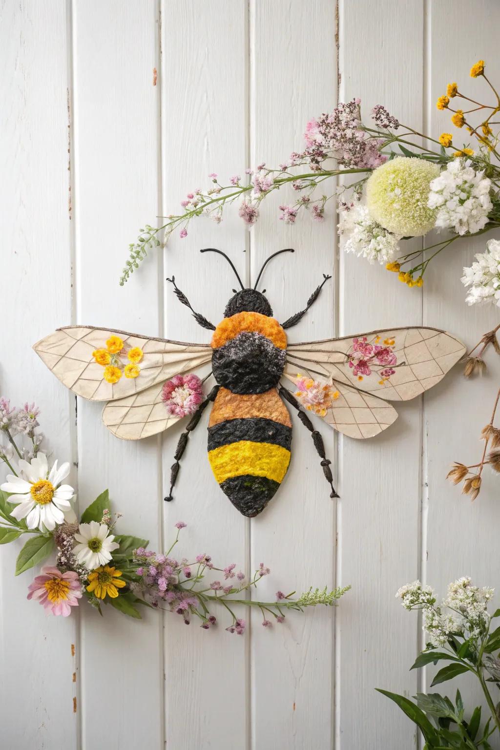 Elevate your space with a splash of creativity—capture the beauty of nature in handcrafted bee wall art.