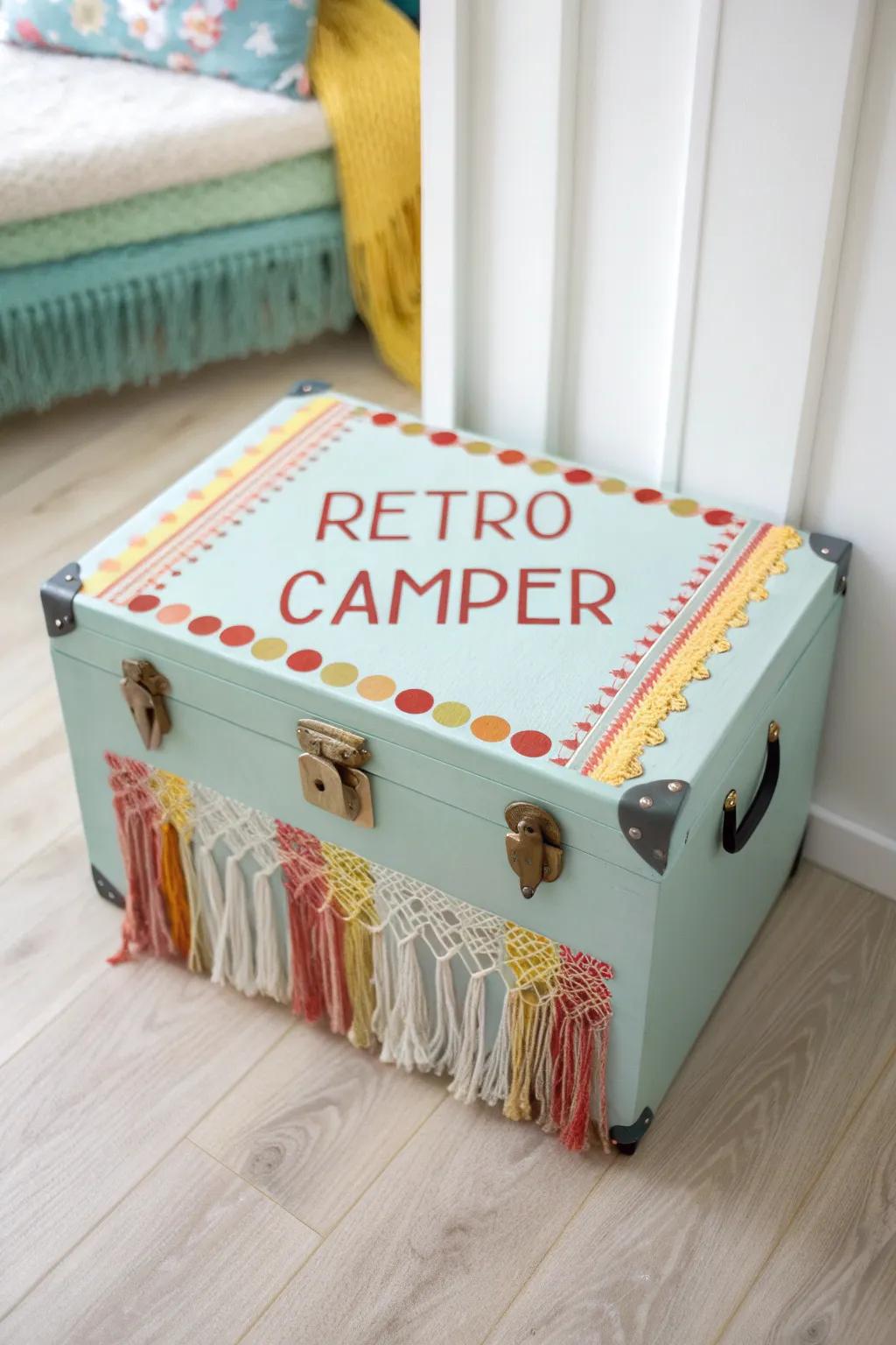 Elevate your camp trunk with a nostalgic 'Retro Camper' theme. Perfect blend of vintage charm and modern simplicity!