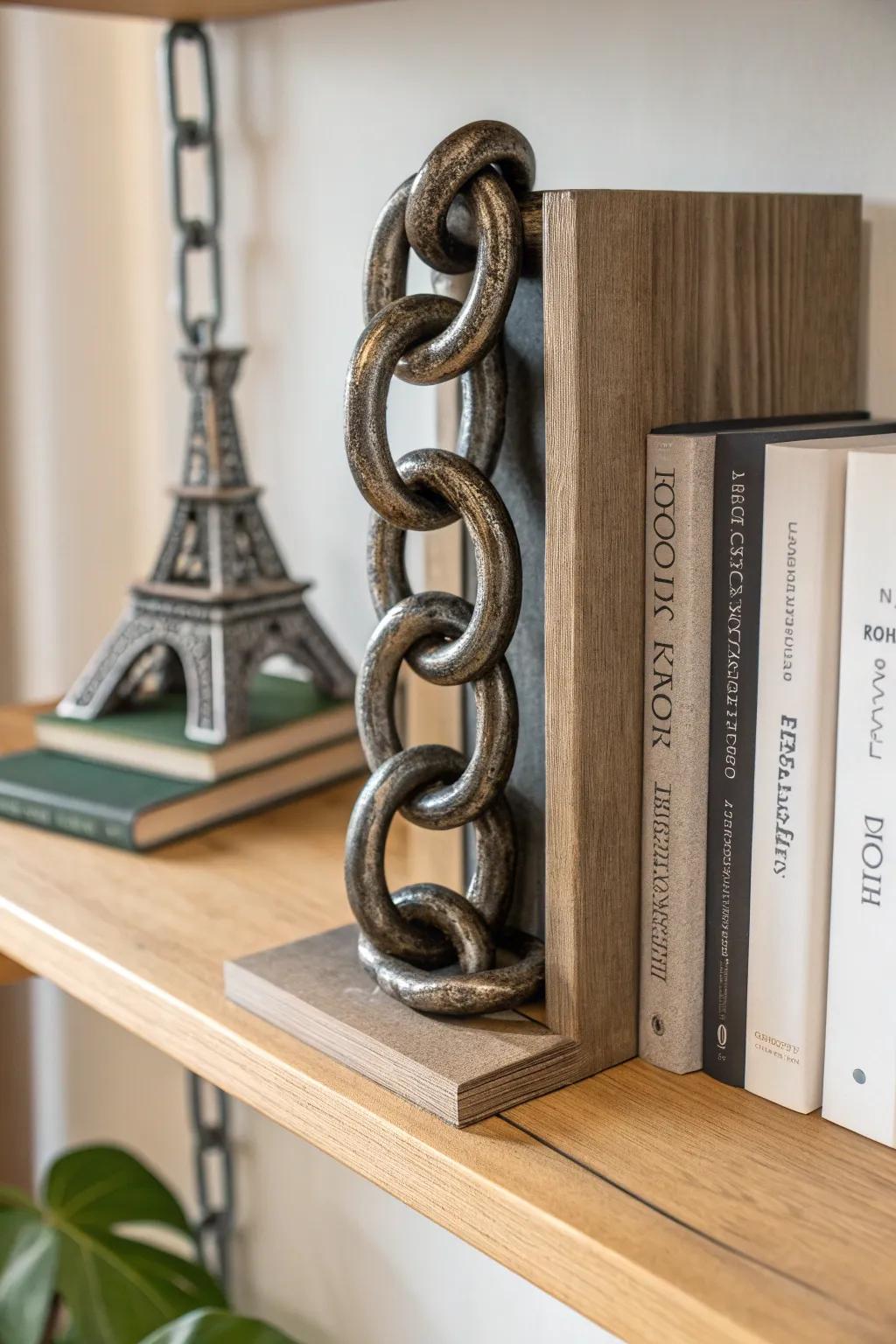 Elevate your bookshelf with these handcrafted chain bookends - where industrial meets elegance.