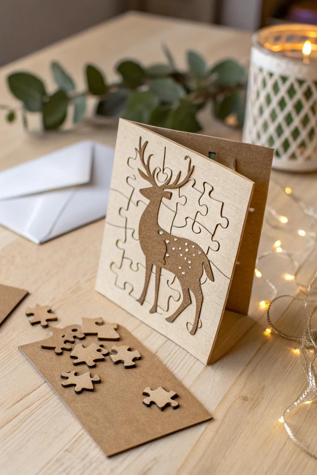 Engage your loved ones with a charming Christmas puzzle card that brings joy and creativity together.
