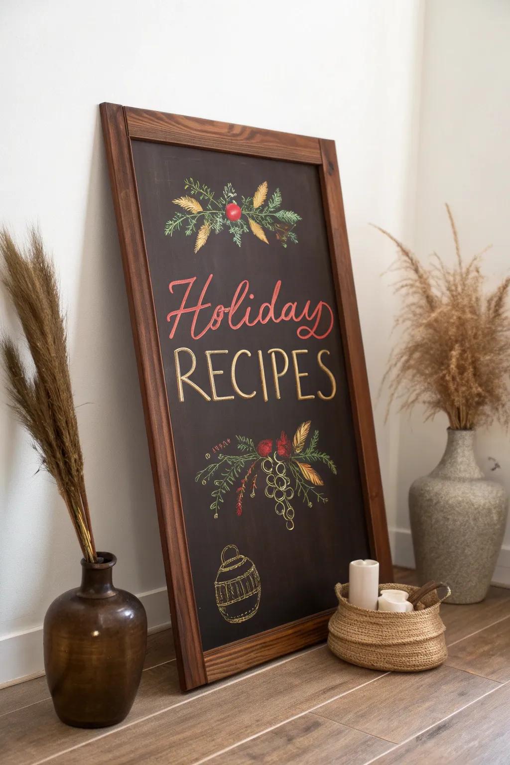 Bring a touch of elegance to your holiday preparation with this chic recipe board, where simplicity meets festive charm. 🖊️✨